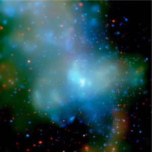 This image was produced by combining a dozen NASA Chandra X-ray Observatory observations made of a 130 light-year region in the center of the Milky Way. Photo Credit: NASA/CXC/UCLA/M. Muno et al. 