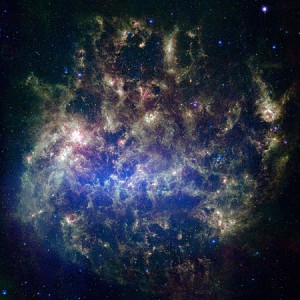 This vibrant image taken by Spitzer Space Telescope shows the Large Magellanic Cloud, a satellite galaxy to our own Milky Way galaxy. Nearly one million objects are revealed for the first time in this Spitzer view. Photo Credit: NASA/JPL-Caltech/M. Meixner (STScI) and the SAGE Legacy Team