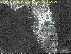 An example of the anvil forecast graphic overlaid on a visible satellite image of the Florida peninsula.  