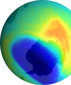 Using data from NASA’s Total Ozone Mapping Spectrometer (TOMS) instrument onboard the Earth Probe satellite, researchers can evaluate and compare current conditions over the South Pole to readings taken by other instruments in years past. This shows the Antarctic ozone hole in 2000.  