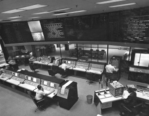 Dedicated in May 1964, the new Space Flight Operations Facility used state-of-the-art equipment for mission operations and communications with JPL’s unmanned spacecraft. One of the first missions to use the facility was Ranger 7.