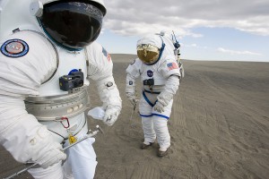At Moses Lake, Washington, in June, astronauts, engineers, and scientists wore demonstration spacesuits, drove prototype rovers, and simulated scientific work to test some of the tasks that NASA studies have identified as possible in future lunar exploration