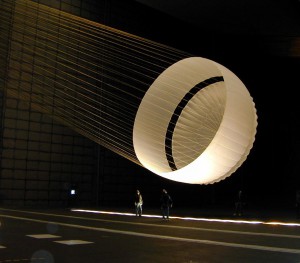 The Mars Exploration Rover parachute underwent deployment testing in the world’s largest wind tunnel at Ames Research Center.  