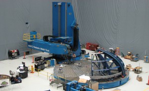 This robotic weld tool at Marshall Space Flight Center is configured to assemble the domes at the ends of each of the Ares I Upper Stage propellant tanks.  