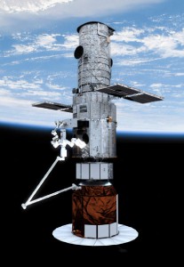 Artist’s concept of Hubble Robotic Servicing and De-orbit Mission architecture.  