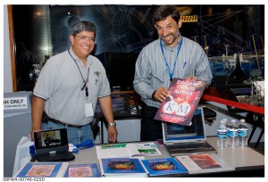 (From left) Felix Delgado and William Bellows display their Enterprise Thinking Network at a recent Pratt & Whitney Rocketdyne Knowledge Management Fair.  