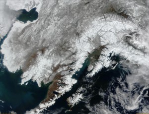 Terra (EOS AM-1) used a market-based system to build its instruments, including the Moderate Resolution Imaging Spectroradiometer (MODIS). MODIS captured this image of Alaska on June 15, 2000.  