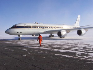 NASA’s DC-8 arrives in Thule, Greenland, after its first ARCTAS science flight.  