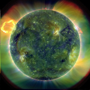A full-disk, multiwavelength, extreme ultraviolet image of the sun taken by SDO on March 30, 2010. (Click image for close-up) 