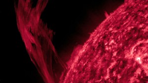 A great deal of plasma (hundreds of millions of tons) is unable to escape the gravitational pull of the sun after a prominence eruption and falls back down as "plasma rain