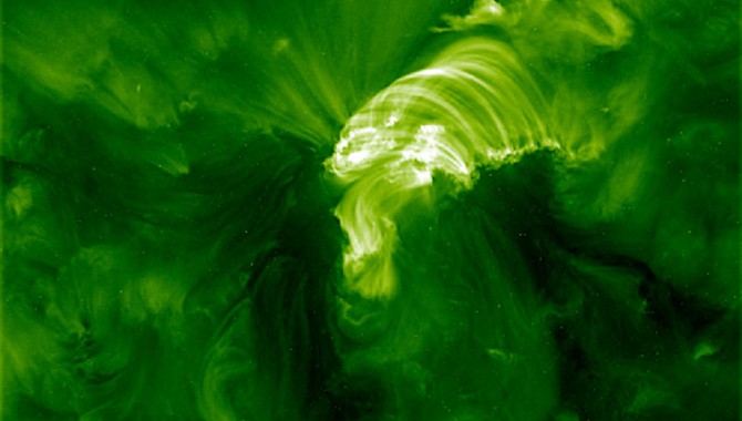 SDO's Atmospheric Imaging Assembly instrument captured this image after a solar eruption and a flare.