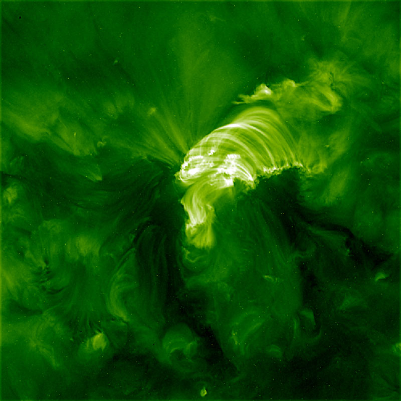 SDO's Atmospheric Imaging Assembly instrument captured this image after a solar eruption and a flare.