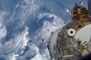 An unpiloted ISS Progress resupply vehicle approaches the space station, bringing almost two tons of food, fuel, oxygen, propellant, and supplies for the Expedition 24 crew members. 