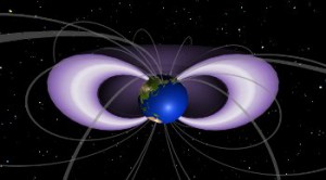 Before a solar storm in 2003, Earth’s radiation belts underwent significant changes in structure. This image showing low particle flux was built from SAMPEX measurements. 