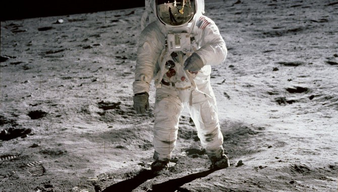 Astronaut Edwin “Buzz” Aldrin walks on the moon during the Apollo 11 mission. Photo Credit: NASA/Neil Armstrong