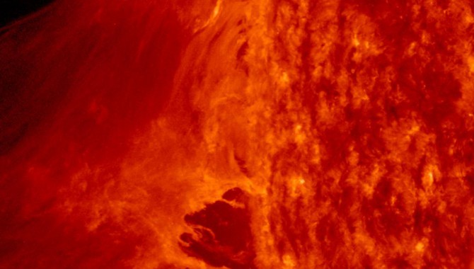 A rather large M 3.6–class flare occurred near the edge of the sun on Feb. 24, 2011