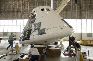 Testing the Orion crew module using air bearings.