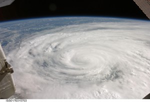 Hurricane Ike covers more than half of Cuba in this image, taken by the Expedition 17 crew aboard the International Space Station from a vantage point of 220 statute miles above Earth. 