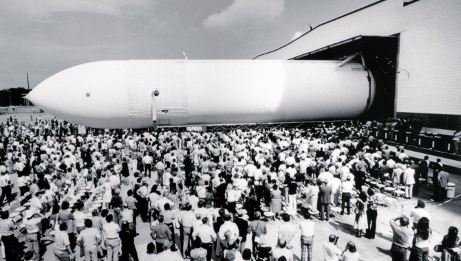 The first Space Shuttle external tank