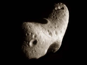 High-resolution surface images and measurements made by NEAR’s Laser Rangefinder have been combined into this visualization based on the derived 3-D model of the asteroid. 