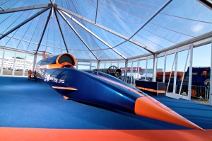 The full-size, full-length Bloodhound SSC show car unveiled at Farnborough in July 2010.