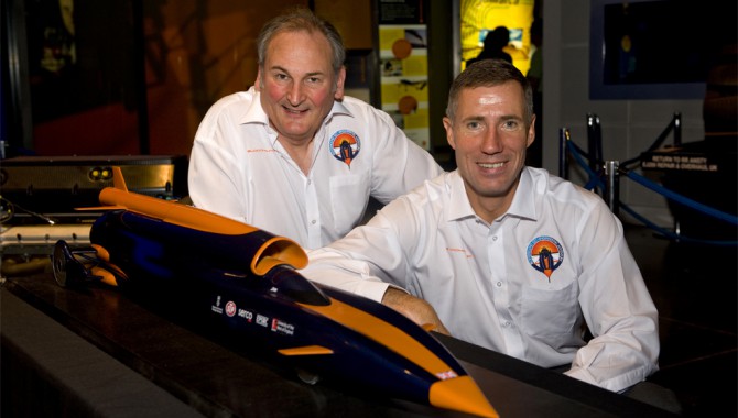 The Bloodhound SSC show car at the Bloodhound Technical Center.