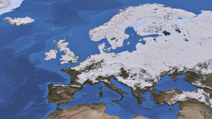 In this visualization from “Let It Snow,” a massive snowstorm covers much of continental Europe and the United Kingdom on December 29, 2010. 