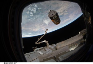 The unpiloted Japanese Kounotori 2 H-II Transfer Vehicle (HTV2) approaches the ISS, delivering more than four tons of food and supplies to the space station and its crew members.