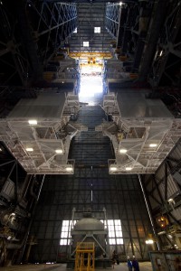 A floor-level look at the huge Apollo- and shuttle-era platforms that will be removed from high bay 3 of the VAB. 