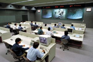 JAXA’s “Kibo” mission control room in Tsukuba Space Center. 