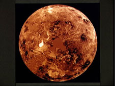 Global view of Venus created from composite data from Magellan, Pioneer, and Venera