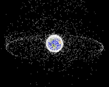 Computer-generated image of objects in Earth orbit