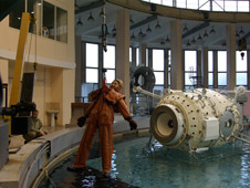 Soyeon Yi training in the neutral buoyancy laboratory in Russia.