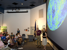 Lead scientist Amber Straughn and observatory manager Paul Geithner answer questions during James Webb Space Telescope Night at the NASA Goddard Visitor Center on August 26, 2010.