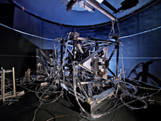 The telescopes integrated science instrument module in the helium shroud, where it underwent cryogenic testing. The NIRSpec mass simulator is attached to its left side.