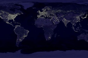 Urban areas at night. Photo Credit: NASA/DLR