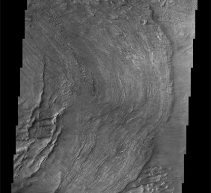 Image of landslides in the Melas Chasma on Mars taken by Mariner 9. November 13, 1971 is a red-letter date in the history of exploration. Thirty-one years ago today the American spacecraft, Mariner 9, became the first spacecraft to orbit another planet.