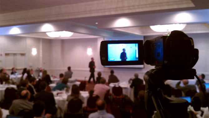 Steve Jolly being filmed at APPEL’s fourth Principal Investigator Forum in Annapolis, Maryland.