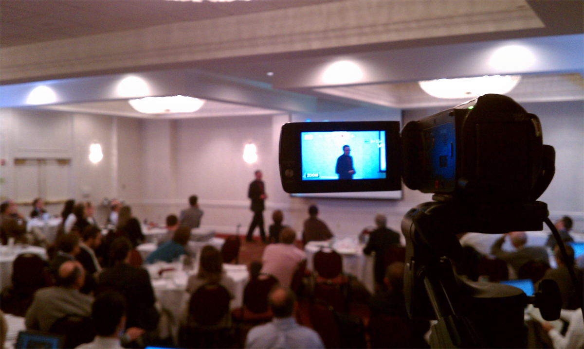 Steve Jolly being filmed at APPEL’s fourth Principal Investigator Forum in Annapolis, Maryland.