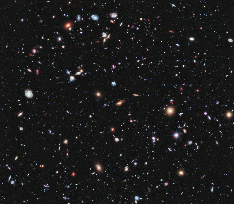 Called the eXtreme Deep Field, or XDF, the photo was assembled by combining 10 years of NASA Hubble Space Telescope photographs taken of a patch of sky at the center of the original Hubble Ultra Deep Field. The XDF is a small fraction of the angular diameter of the full moon. The Hubble Ultra Deep Field is an image of a small area of space in the constellation Fornax, created using Hubble Space Telescope data from 2003 and 2004. The new full-color XDF image is even more sensitive, and contains about 5,500 galaxies even within its smaller field of view. The faintest galaxies are one ten-billionth the brightness of what the human eye can see.