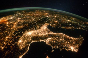 This is one of a series of nighttime images photographed by one of the Expedition 29 crew members from the International Space Station. It features Central and Eastern Europe, extending from the Netherlands to Hungary and Italy to northern Poland. Overall, the view includes the Netherlands, Italy, Germany, Poland, and Hungary. When the photo was taken on Oct 2, 2011, the station was over Corsica at 43.18 degrees north latitude and 9.95 degrees east longitude.