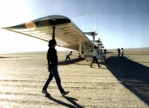 Pathfinder on lakebed rolling out for test flight.