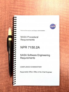 Picture of NASA Procedural Requirement 7150.2A, which outlines NASA’s software engineering requirements.