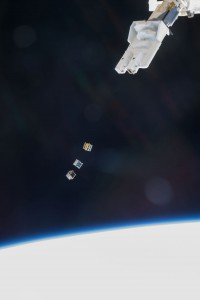 Three nanosatellites, known as Cubesats, are deployed from a Small Satellite Orbital Deployer (SSOD) attached to the Kibo laboratory’s robotic arm at 7:10 a.m. (EST) on Nov. 19, 2013. Japan Aerospace Exploration Agency astronaut Koichi Wakata, Expedition 38 flight engineer, monitored the satellite deployment while operating the Japanese robotic arm from inside Kibo. The Cubesats were delivered to the International Space Station Aug. 9, aboard Japan’s fourth H-II Transfer Vehicle, Kounotori-4.