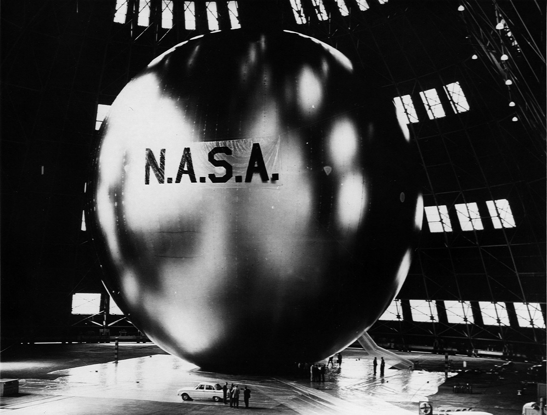 Echo 1 fully inflated. The balloon could be seen from the ground with the naked eye as it passed overhead. Credit: NASA