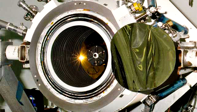 The WIRE telescope inside the cryostat assembly.