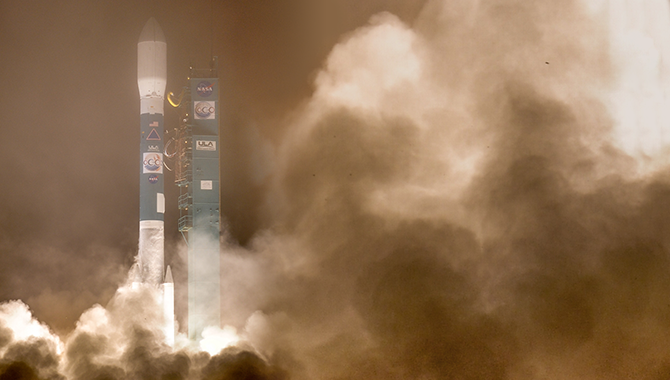 Early on the morning of July 2, 2014, at Vandenberg Air Force Base in California, the United Launch Alliance Delta II rocket prepared to launch OCO-2 into space. Photo Credit: NASA