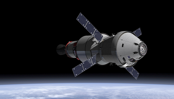 Artist’s concept of the Orion service module and crew module in flight. Image Credit: NASA