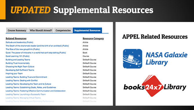 NASA APPEL Supplemental Resources Updated