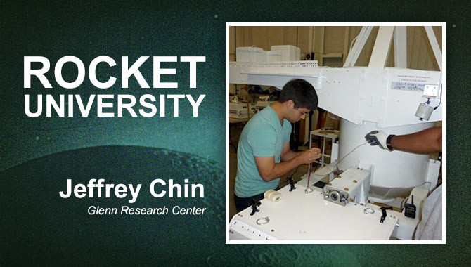 Jeffrey Chin, a member of GRC’s Rocket University pilot program, works on a Thunderbird. Chin’s “day job” is in Glenn’s Propulsion Systems Analysis Branch, where he develops modeling tools at a conceptual level for aircraft engines. Photo Credit: Amanda Stevenson